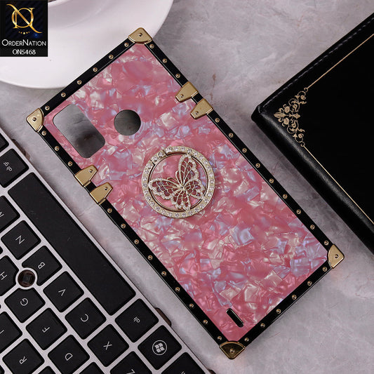Tecno Spark 6 Go Cover - Dark Pink - Trendy Stylish Soft Square Trunk Case with Ring Holder Butterfly Design