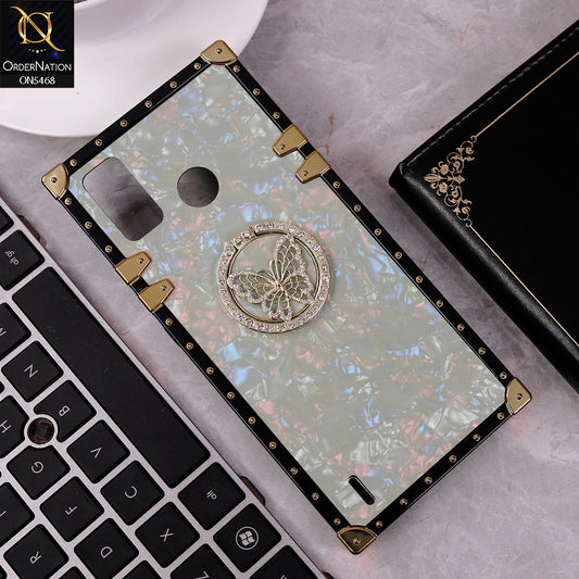 Tecno Spark 6 Go Cover - Light Green - Trendy Stylish Soft Square Trunk Case with Ring Holder Butterfly Design