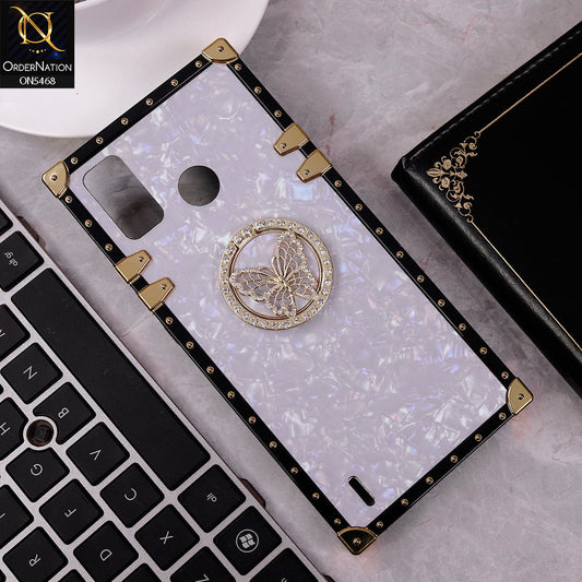 Tecno Spark 6 Go Cover - Light Purple - Trendy Stylish Soft Square Trunk Case with Ring Holder Butterfly Design