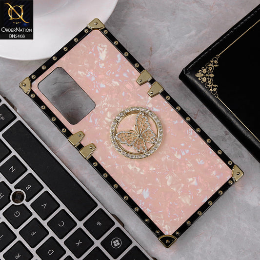 Vivo V23e Cover - Baby Pink - Trendy Stylish Soft Square Trunk Case with Ring Holder Butterfly Design