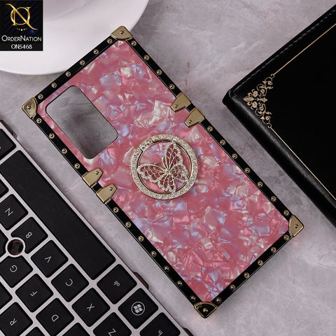 Vivo V23e 5G Cover - Dark Pink - Trendy Stylish Soft Square Trunk Case with Ring Holder Butterfly Design