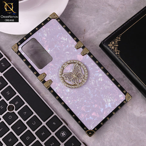Vivo V23e 5G Cover - Light Purple - Trendy Stylish Soft Square Trunk Case with Ring Holder Butterfly Design