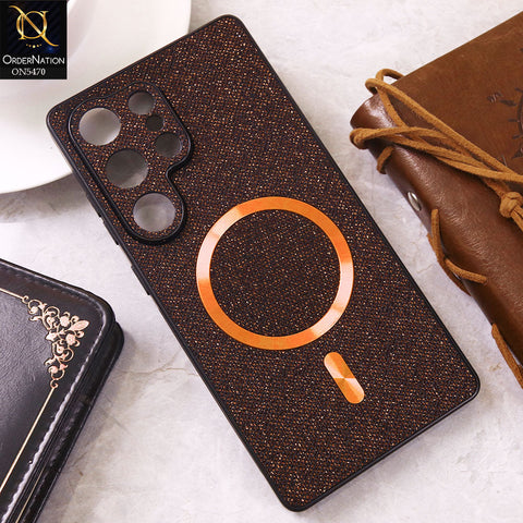Samsung Galaxy S25 Ultra Cover - Brown - Premium Glitter Texture With Magsafe Case