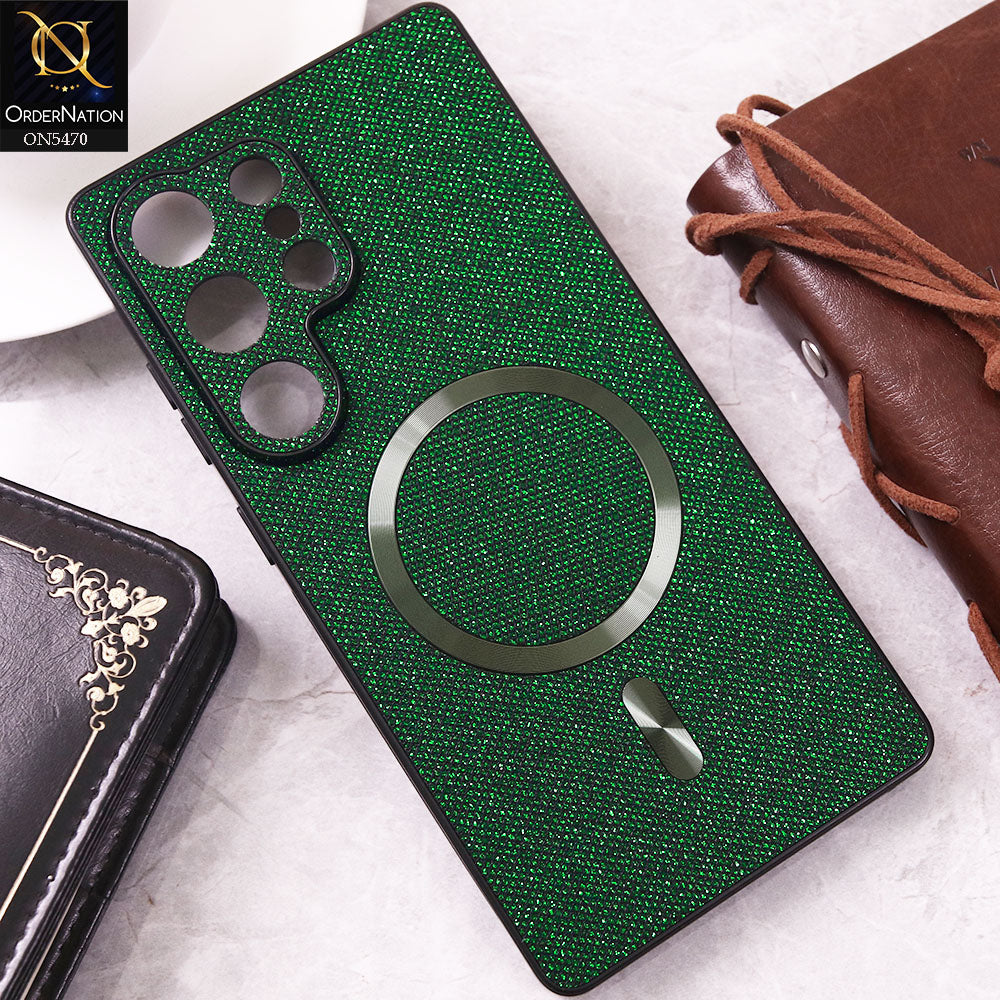 Samsung Galaxy S25 Ultra Cover - Green - Premium Glitter Texture With Magsafe Case