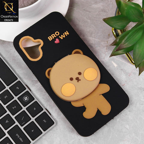Samsung Galaxy A06 Cover - Black - Cute 3D Bear Soft Case