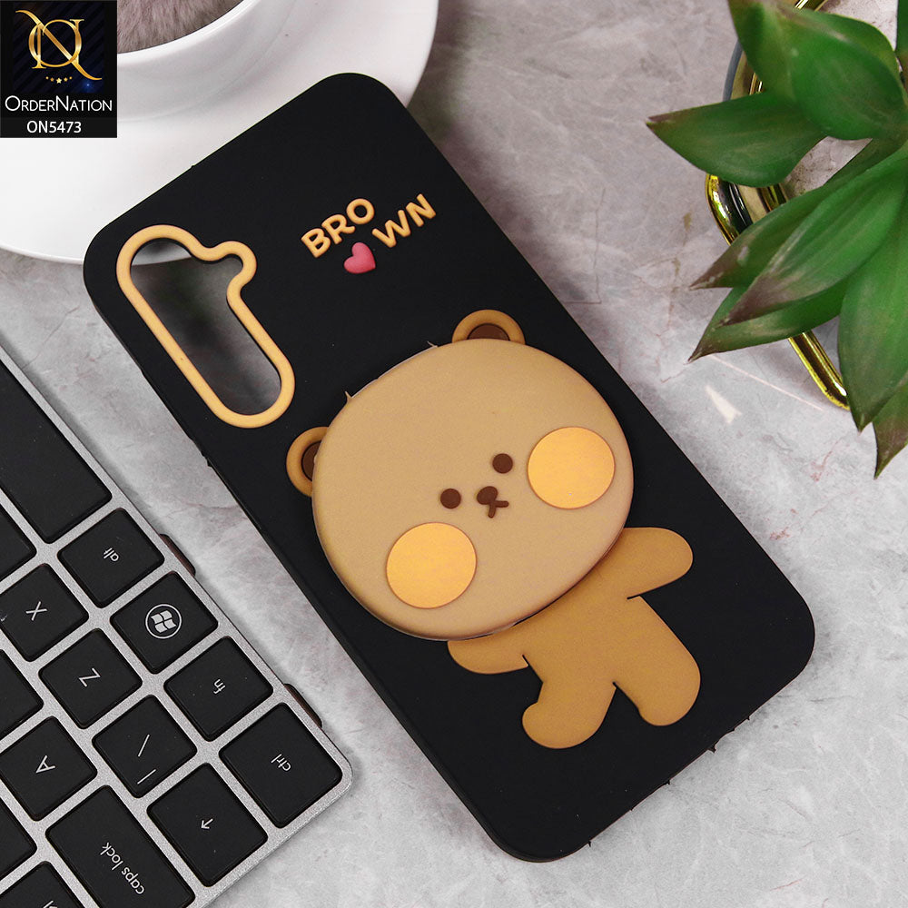 Samsung Galaxy A06 Cover - Black - Cute 3D Bear Soft Case