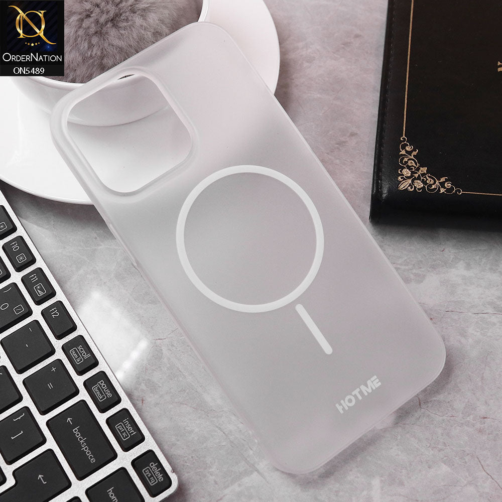 iPhone 13 Pro Max Cover - White - New Premium HOTME Semi Transparent Case With Magsafe