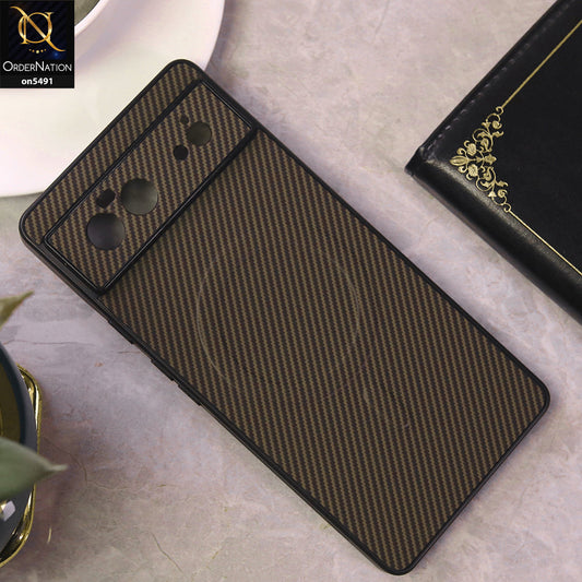 Google Pixel 6 Cover - Brown - Elegant Carbon Fiber Texture Magsafe Style Soft Borders Case Wirh Camera Protection
