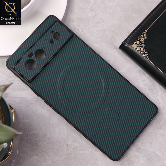 Google Pixel 6 Cover - Dark Blue - Elegant Carbon Fiber Texture Magsafe Style Soft Borders Case Wirh Camera Protection