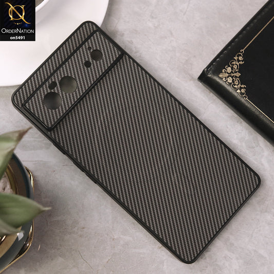 Google Pixel 6 Cover - Gray - Elegant Carbon Fiber Texture Magsafe Style Soft Borders Case Wirh Camera Protection