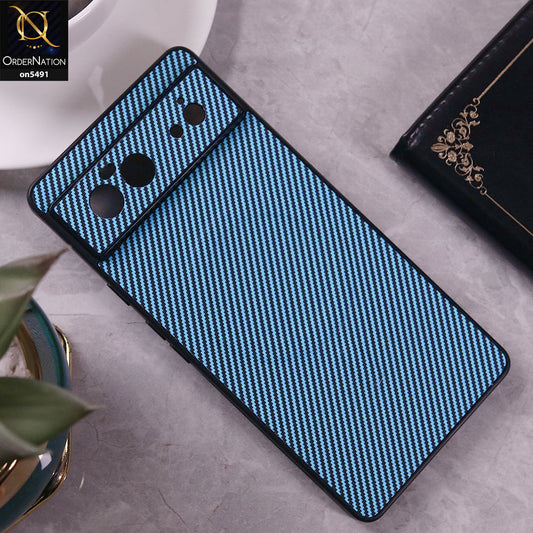 Google Pixel 6 Cover - Light Blue - Elegant Carbon Fiber Texture Magsafe Style Soft Borders Case Wirh Camera Protection