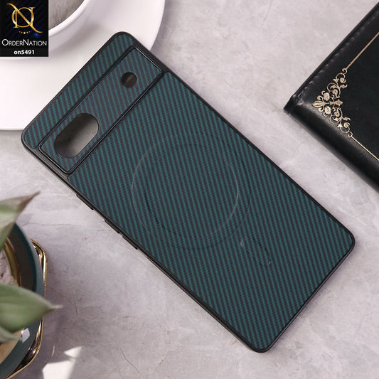 Google Pixel 6a Cover - Dark Blue - Elegant Carbon Fiber Texture Magsafe Style Soft Borders Case Wirh Camera Protection