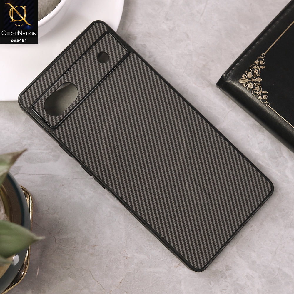 Google Pixel 6a Cover - Gray - Elegant Carbon Fiber Texture Magsafe Style Soft Borders Case Wirh Camera Protection