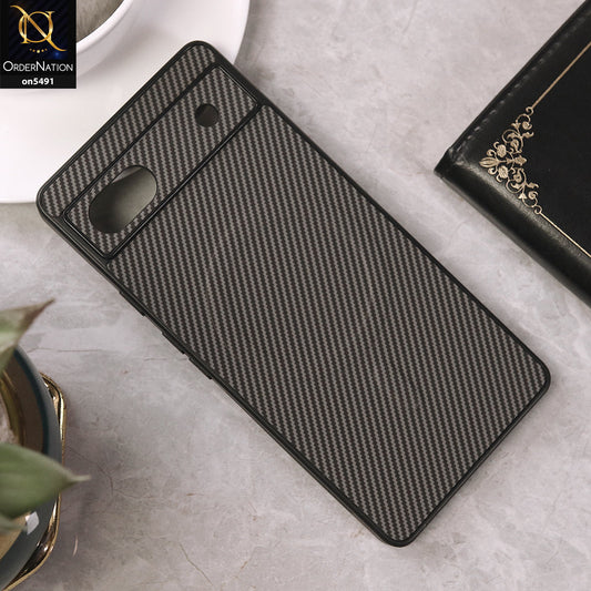 Google Pixel 6a Cover - Gray - Elegant Carbon Fiber Texture Magsafe Style Soft Borders Case Wirh Camera Protection
