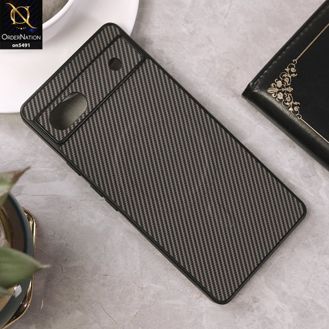 Google Pixel 6a Cover - Gray - Elegant Carbon Fiber Texture Magsafe Style Soft Borders Case Wirh Camera Protection