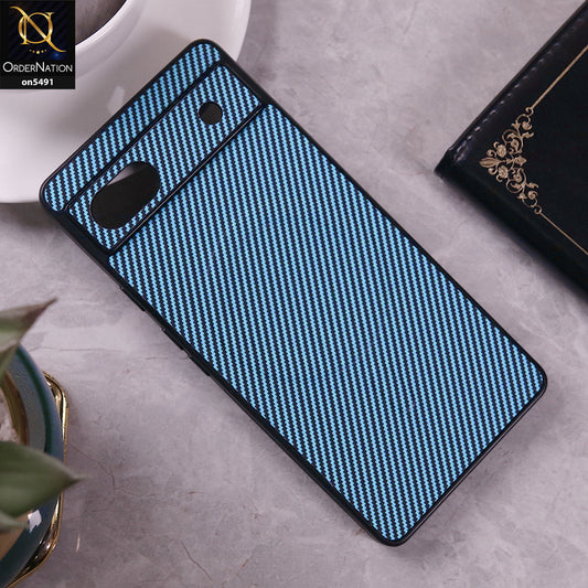 Google Pixel 6a Cover - Light Blue - Elegant Carbon Fiber Texture Magsafe Style Soft Borders Case Wirh Camera Protection