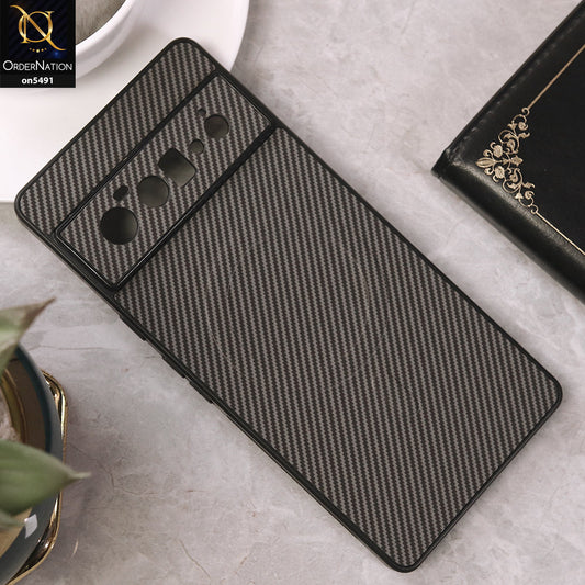 Google Pixel 6 Pro Cover - Gray - Elegant Carbon Fiber Texture Magsafe Style Soft Borders Case Wirh Camera Protection