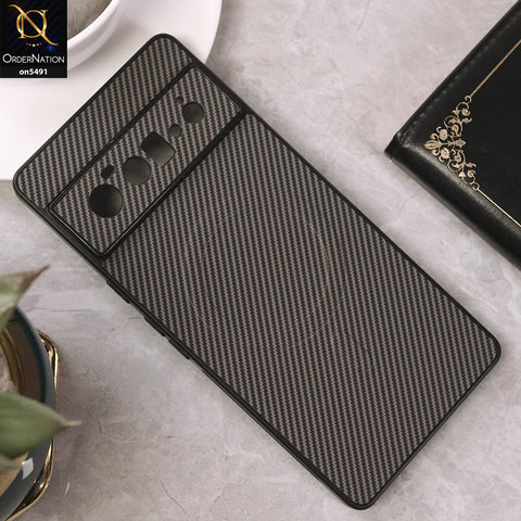 Google Pixel 6 Pro Cover - Gray - Elegant Carbon Fiber Texture Magsafe Style Soft Borders Case Wirh Camera Protection