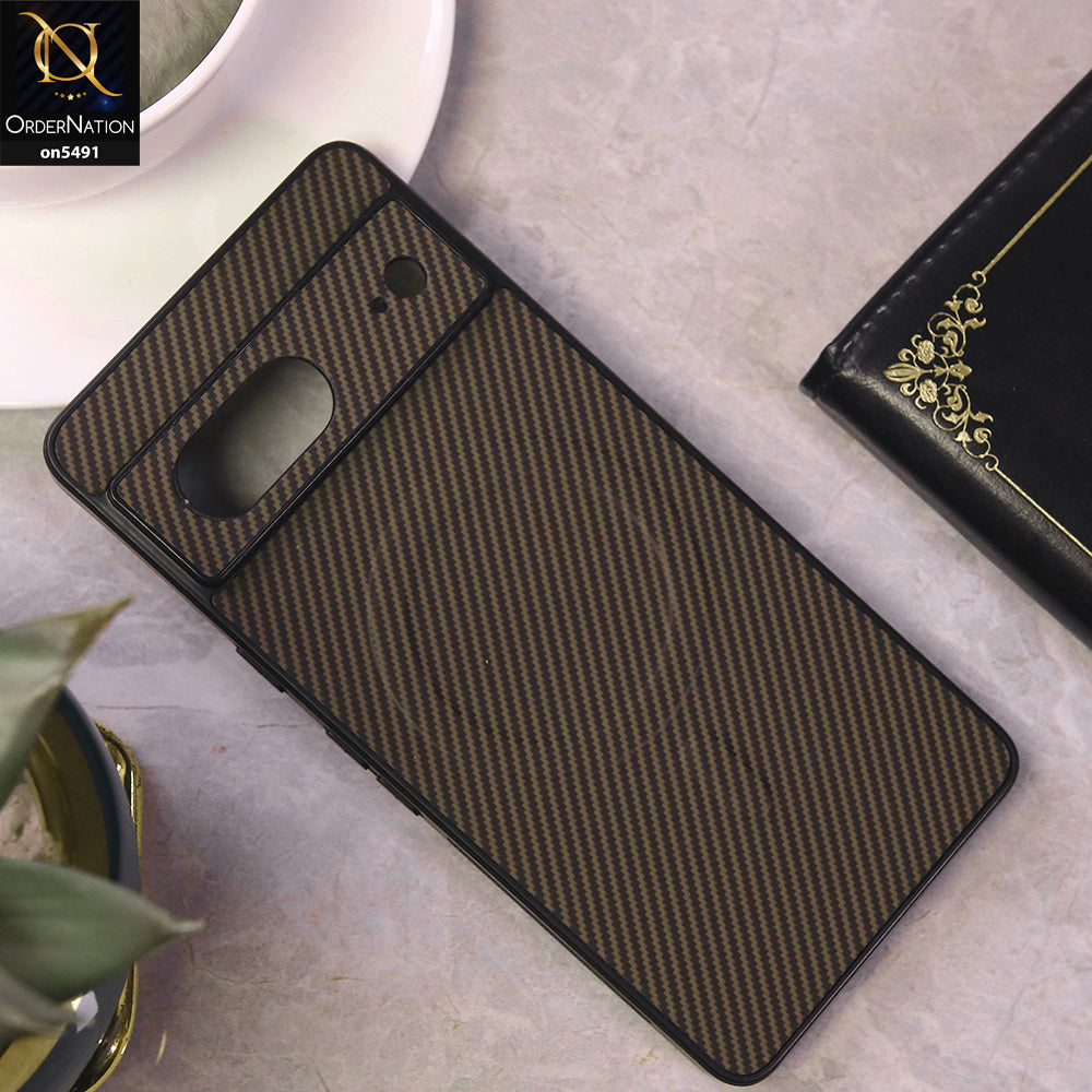 Google Pixel 7 Cover - Brown - Elegant Carbon Fiber Texture Magsafe Style Soft Borders Case Wirh Camera Protection