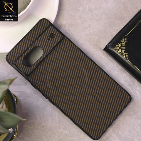 Google Pixel 7 Cover - Brown - Elegant Carbon Fiber Texture Magsafe Style Soft Borders Case Wirh Camera Protection
