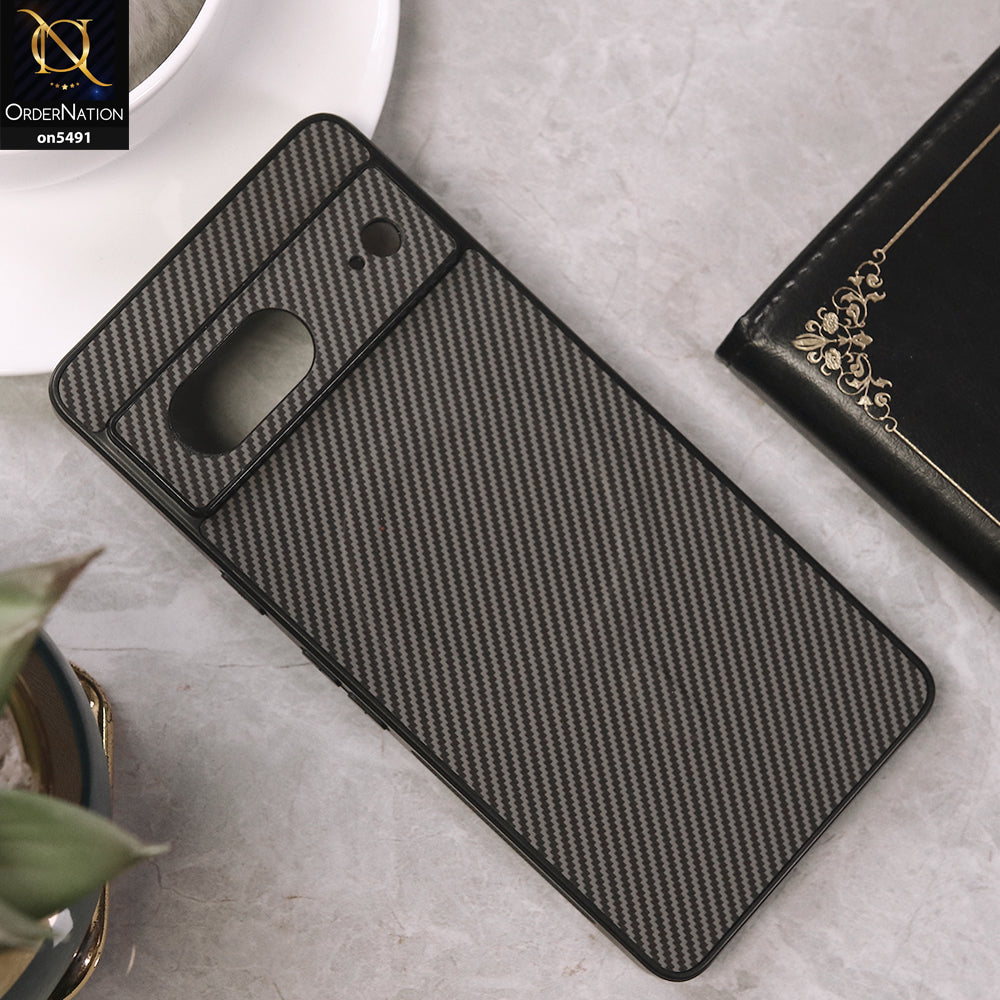 Google Pixel 7 Cover - Gray - Elegant Carbon Fiber Texture Magsafe Style Soft Borders Case Wirh Camera Protection