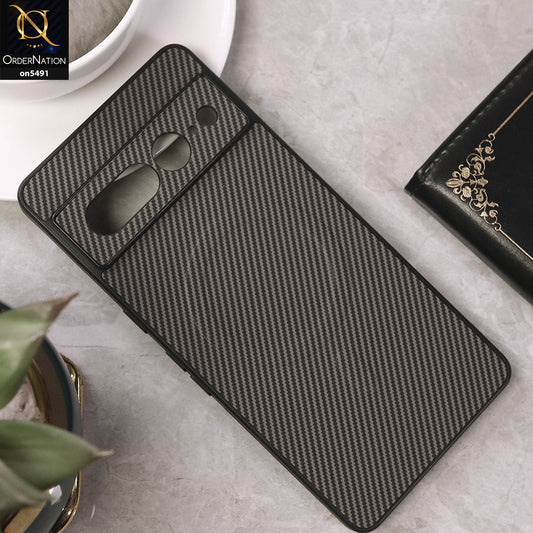 Google Pixel 7 Pro Cover - Gray - Elegant Carbon Fiber Texture Magsafe Style Soft Borders Case Wirh Camera Protection