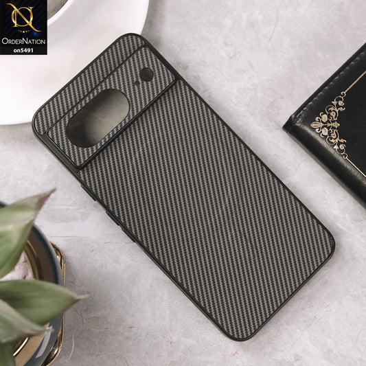 Google Pixel 8 Cover - Gray - Elegant Carbon Fiber Texture Magsafe Style Soft Borders Case Wirh Camera Protection