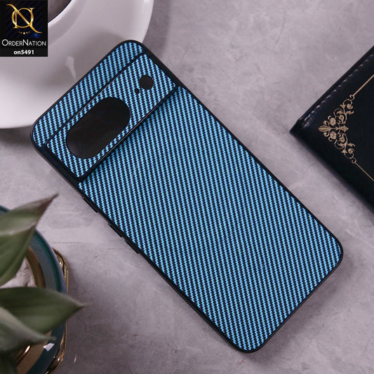 Google Pixel 8 Cover - Light Blue - Elegant Carbon Fiber Texture Magsafe Style Soft Borders Case Wirh Camera Protection