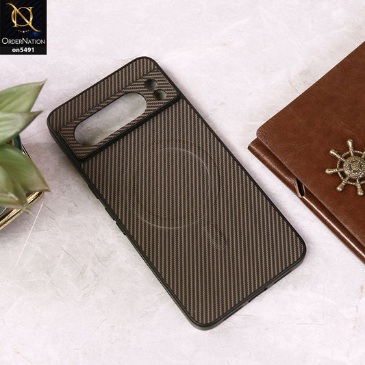 Google Pixel 8 Pro Cover - Brown - Elegant Carbon Fiber Texture Magsafe Style Soft Borders Case Wirh Camera Protection