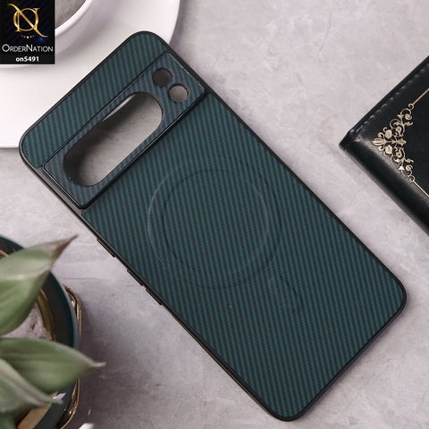 Google Pixel 8 Pro Cover - Dark Blue - Elegant Carbon Fiber Texture Magsafe Style Soft Borders Case Wirh Camera Protection