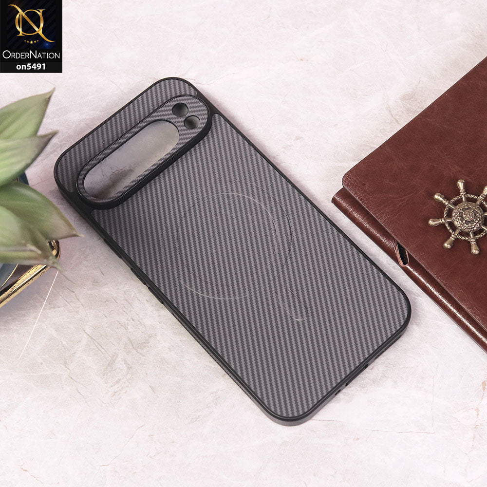 Google Pixel 9 Pro XL Cover - Light Purple - Elegant Carbon Fiber Texture Magsafe Style Soft Borders Case Wirh Camera Protection