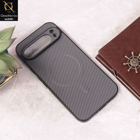 Google Pixel 9 Pro XL Cover - Light Purple - Elegant Carbon Fiber Texture Magsafe Style Soft Borders Case Wirh Camera Protection