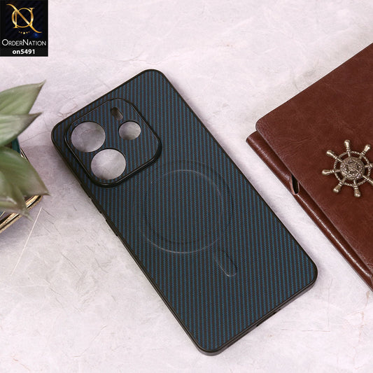 Xiaomi Redmi Note 14 4G Cover - Blue - Elegant Carbon Fiber Texture Magsafe Style Soft Borders Case Wirh Camera Protection