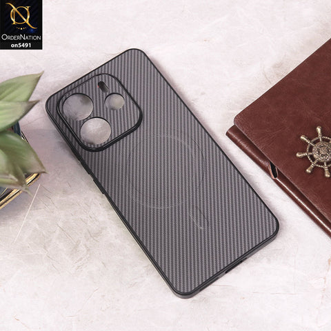 Xiaomi Redmi Note 14 4G Cover - Light Purple - Elegant Carbon Fiber Texture Magsafe Style Soft Borders Case Wirh Camera Protection