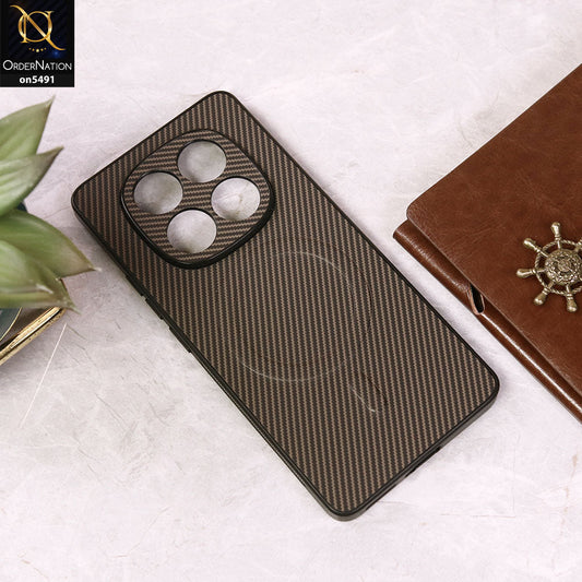Xiaomi Redmi Note 14 Pro 4G Cover - Brown - Elegant Carbon Fiber Texture Magsafe Style Soft Borders Case Wirh Camera Protection