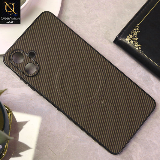 Samsung Galaxy A06 Cover - Brown - Elegant Carbon Fiber Texture Magsafe Style Soft Borders Case Wirh Camera Protection