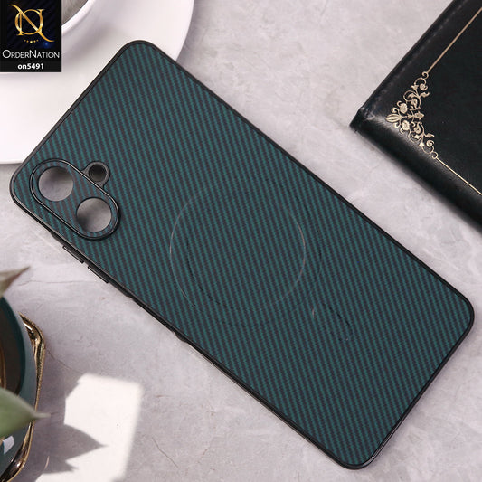 Samsung Galaxy A06 Cover - Dark Blue - Elegant Carbon Fiber Texture Magsafe Style Soft Borders Case Wirh Camera Protection
