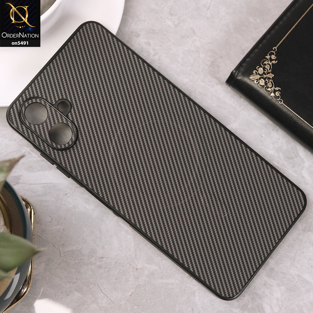 Samsung Galaxy A06 Cover - Gray - Elegant Carbon Fiber Texture Magsafe Style Soft Borders Case Wirh Camera Protection