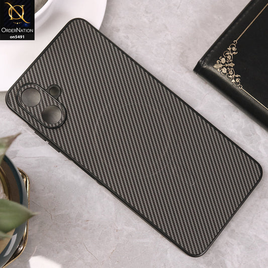 Samsung Galaxy A06 Cover - Gray - Elegant Carbon Fiber Texture Magsafe Style Soft Borders Case Wirh Camera Protection