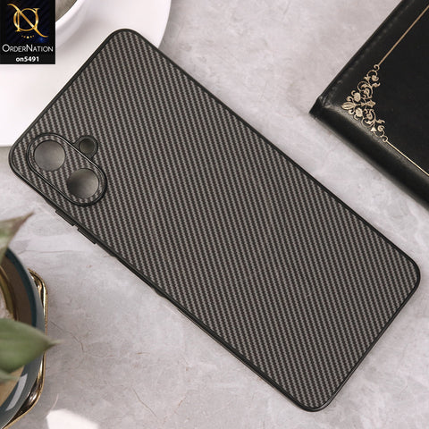 Samsung Galaxy A06 Cover - Gray - Elegant Carbon Fiber Texture Magsafe Style Soft Borders Case Wirh Camera Protection