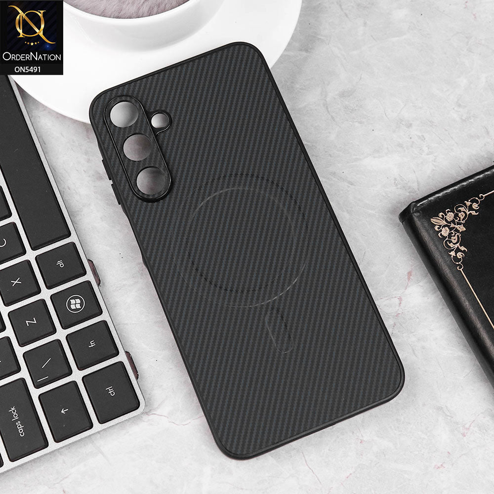 Samsung Galaxy A16 5G Cover - Black - Elegant Carbon Fiber Texture Magsafe Style Soft Borders Case Wirh Camera Protection
