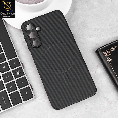 Samsung Galaxy A16 5G Cover - Black - Elegant Carbon Fiber Texture Magsafe Style Soft Borders Case Wirh Camera Protection