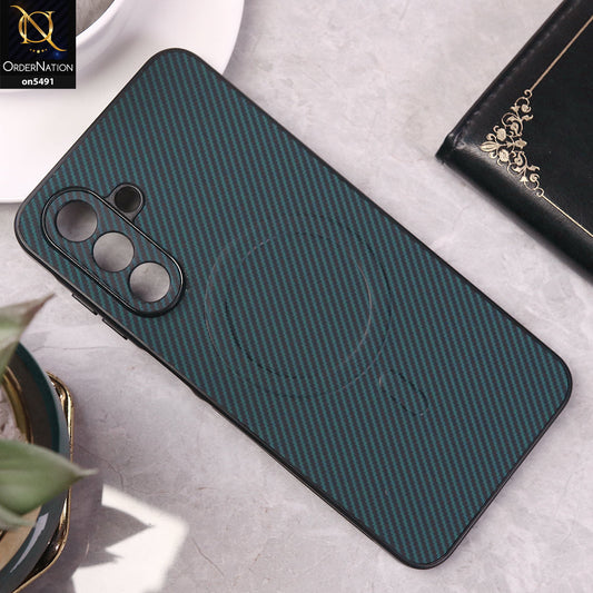 Samsung Galaxy A26 Cover - Dark Blue - Elegant Carbon Fiber Texture Magsafe Style Soft Borders Case Wirh Camera Protection