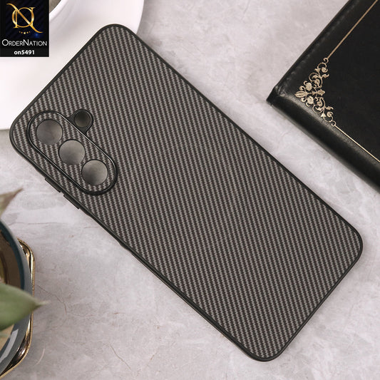 Samsung Galaxy A26 Cover - Gray - Elegant Carbon Fiber Texture Magsafe Style Soft Borders Case Wirh Camera Protection