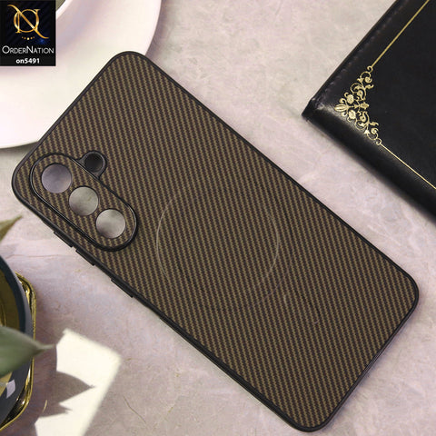 Samsung Galaxy A36 Cover - Brown - Elegant Carbon Fiber Texture Magsafe Style Soft Borders Case Wirh Camera Protection