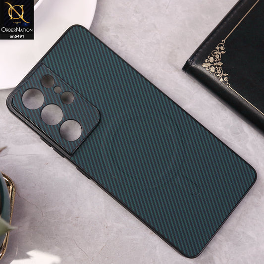 Samsung Galaxy S21 Ultra 5G Cover - Dark Blue - Elegant Carbon Fiber Texture Magsafe Style Soft Borders Case Wirh Camera Protection