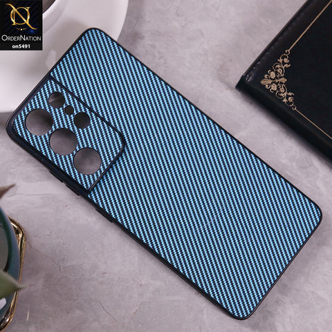 Samsung Galaxy S21 Ultra 5G Cover - Light Blue - Elegant Carbon Fiber Texture Magsafe Style Soft Borders Case Wirh Camera Protection