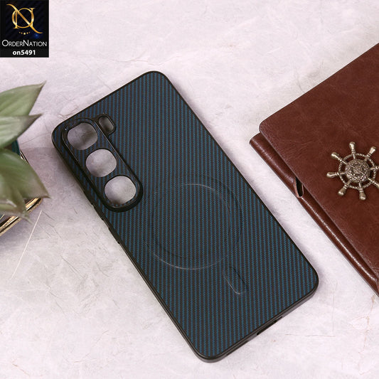 Vivo V40 Lite (IDN) Cover - Blue - Elegant Carbon Fiber Texture Magsafe Style Soft Borders Case Wirh Camera Protection
