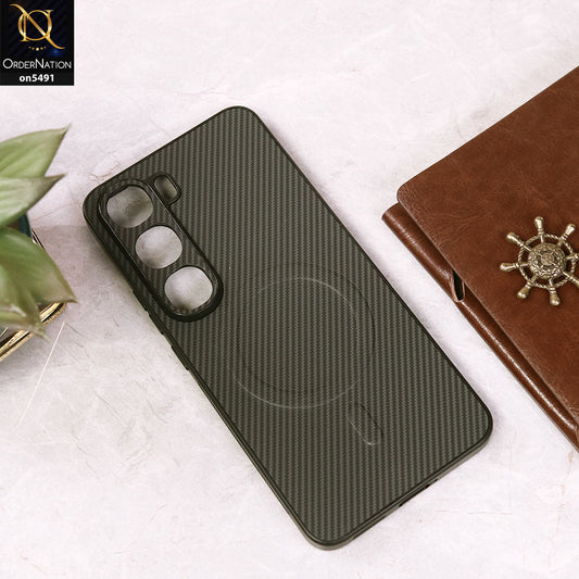Vivo V40 Lite (IDN) Cover - Gray - Elegant Carbon Fiber Texture Magsafe Style Soft Borders Case Wirh Camera Protection