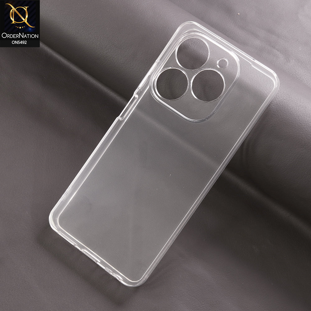 Tecno Pop 8 Cover - Transparent - Soft 4D Design Shockproof Silicone Clear Case